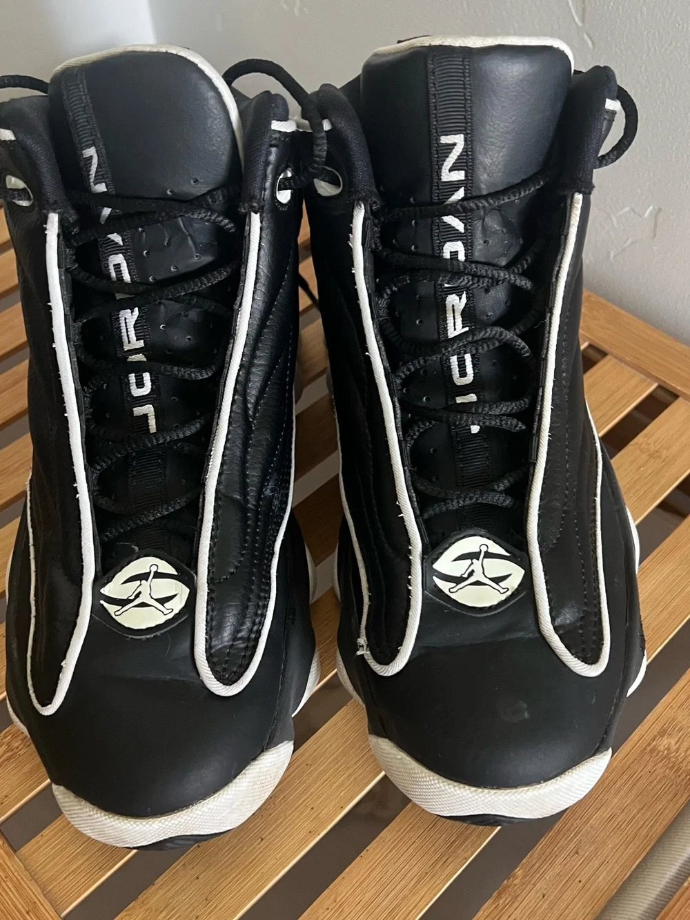 Jordan Men's Black and White High-Top Athletic Sneakers